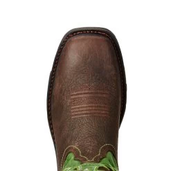 Ariat® Men's WorkHog Wide Square Toe Brown & Green Work Boots 10020083 -ARIAT Cowboy Gear 10020083 toe
