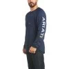 Ariat® Men's Rebar Heat Fighter Long Sleeves Navy T-Shirt 10031032 -ARIAT Cowboy Gear 10031032 front