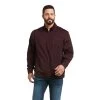 Ariat Men's Team Logo Malbec & Mid Grey 1/4 Zip Sweatshirt 10037540 -ARIAT Cowboy Gear 10037540 front