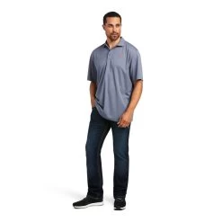 Ariat Men's Tek Polo Folkstone Grey Short Sleeve Shirt 10039383 -ARIAT Cowboy Gear 10039383 full