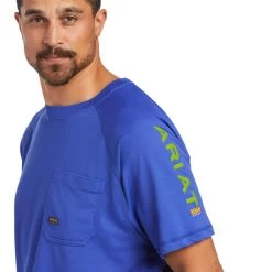 Ariat® Men's Rebar Heat Fighter Short Sleeve Blue T-Shirt 10039462 -ARIAT Cowboy Gear 10039462 01