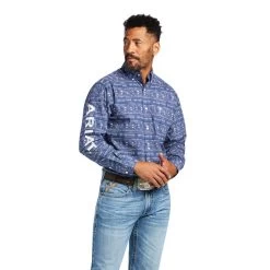 Ariat Men's Team Justin Marine Blue Classic Button Down Shirt 10039695