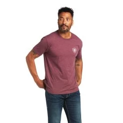 Ariat® Men's Short Sleeve Burgundy Graphic Flag Circle Tee 10039928 -ARIAT Cowboy Gear 10039928 back
