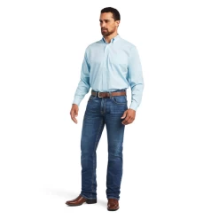 Ariat® Men's Classic Fit Solid Pinpoint Blue Button Up Shirt 10040586 7 Ariat® Men's Classic Fit Solid Pinpoint Blue Button Up Shirt 10040586 -ARIAT Cowboy Gear 10040586c