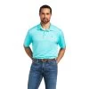 Ariat Men's Charger 2.0 Drift Turquoise Polo Shirt 10040593 -ARIAT Cowboy Gear 10040593 front