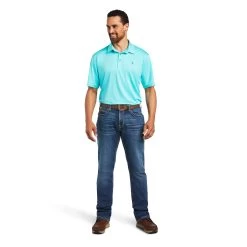 Ariat Men's Charger 2.0 Drift Turquoise Polo Shirt 10040593 -ARIAT Cowboy Gear 10040593 full