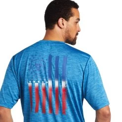 Ariat Men's Vertical Flag Graphic Blue T-Shirt 10040633 -ARIAT Cowboy Gear 10040633 01