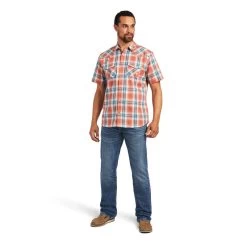 Ariat® Men's Hawk Retro Ginger Spice Short Sleeve Snap Shirt 10040647 -ARIAT Cowboy Gear 10040647 full bab94fe4 c5dd 4198 81f5 54960d21392a
