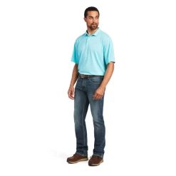 Ariat® Men's TEK Short Sleeve Blue Radiance Polo Shirt 10040651 -ARIAT Cowboy Gear 10040651C