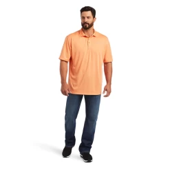 Ariat® Men's TEK Short Sleeve Habanero Peach Polo Shirt 10040652 -ARIAT Cowboy Gear 10040652C