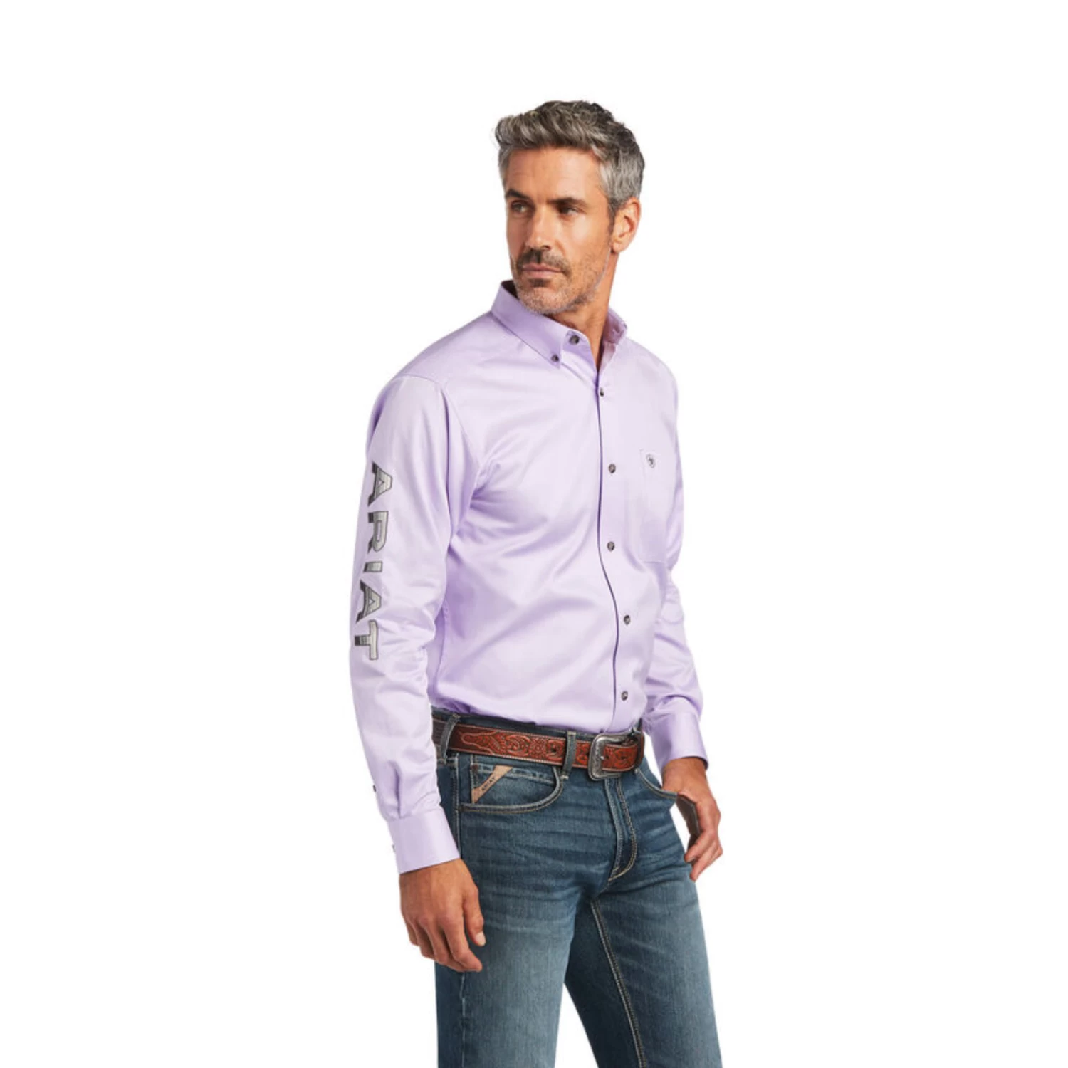 Ariat® Men's Lilac & Grey Fitted Button Down Shirt 10040703 3 Ariat® Men's Lilac & Grey Fitted Button Down Shirt 10040703