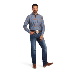 Ariat® Men's Relentless Cordage Stretch Blue Button Up Shirt 10040711 8 Ariat® Men's Relentless Cordage Stretch Blue Button Up Shirt 10040711 -ARIAT Cowboy Gear 10040711C