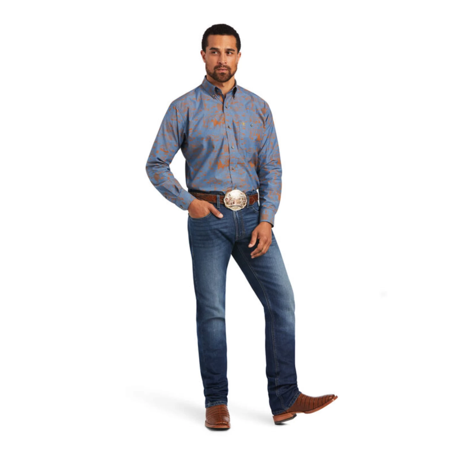 Ariat® Men's Relentless Cordage Stretch Blue Button Up Shirt 10040711 5 Ariat® Men's Relentless Cordage Stretch Blue Button Up Shirt 10040711 - Image 3