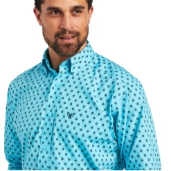 Ariat® Men's Blue Manuel Classic Fit Button Down Shirt 10040763 -ARIAT Cowboy Gear 10040763b