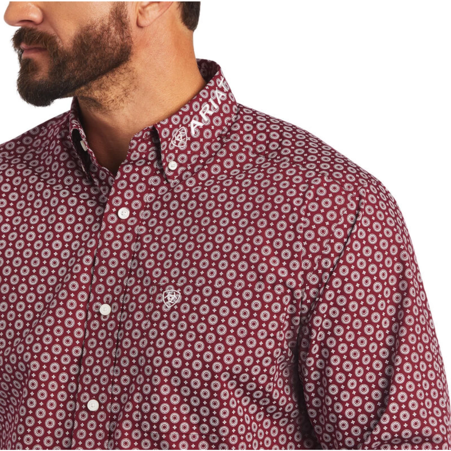 Ariat® Men's Dark Redwood Team Rhodes Button Down Shirt 10040788 5 Ariat® Men's Dark Redwood Team Rhodes Button Down Shirt 10040788 - Image 3
