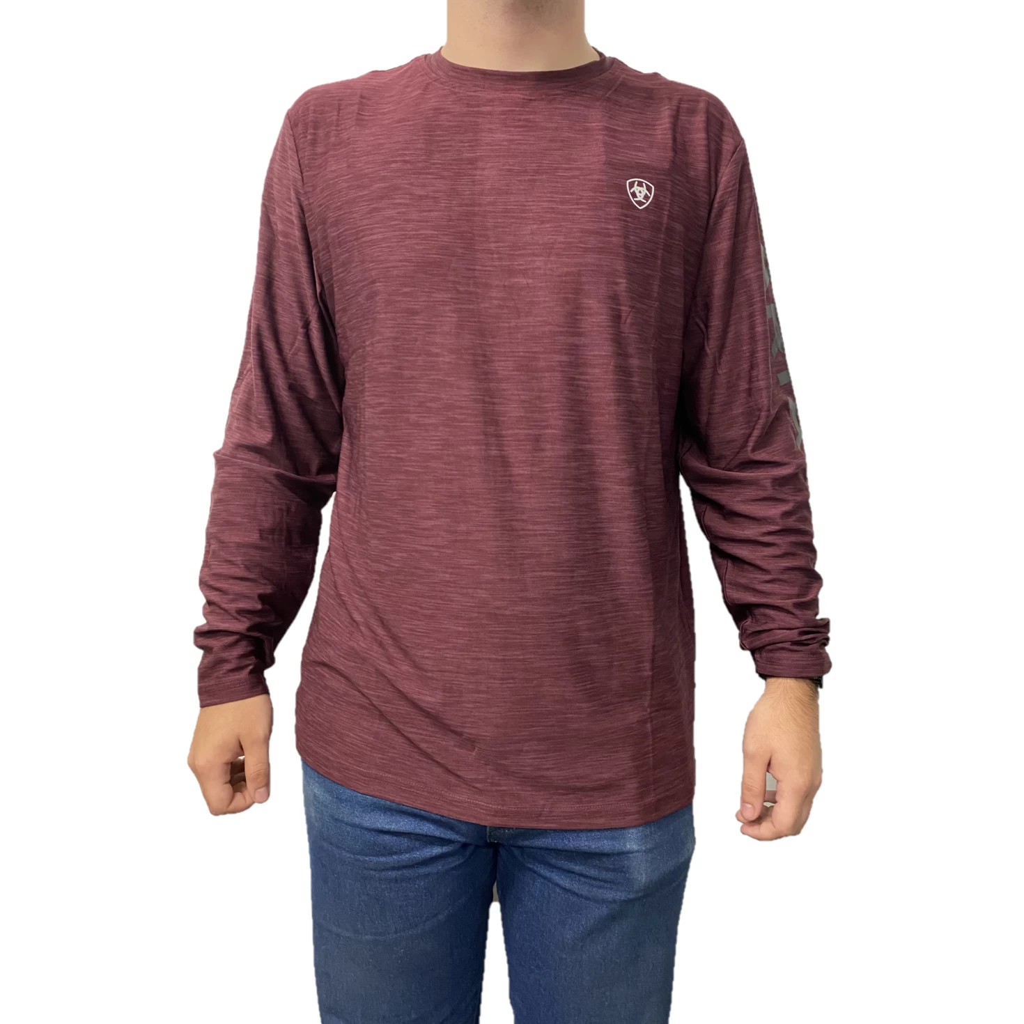 Ariat® Men's Malbec Heather Charger Logo Long Sleeve T-Shirt 10041001 3 Ariat® Men's Malbec Heather Charger Logo Long Sleeve T-Shirt 10041001