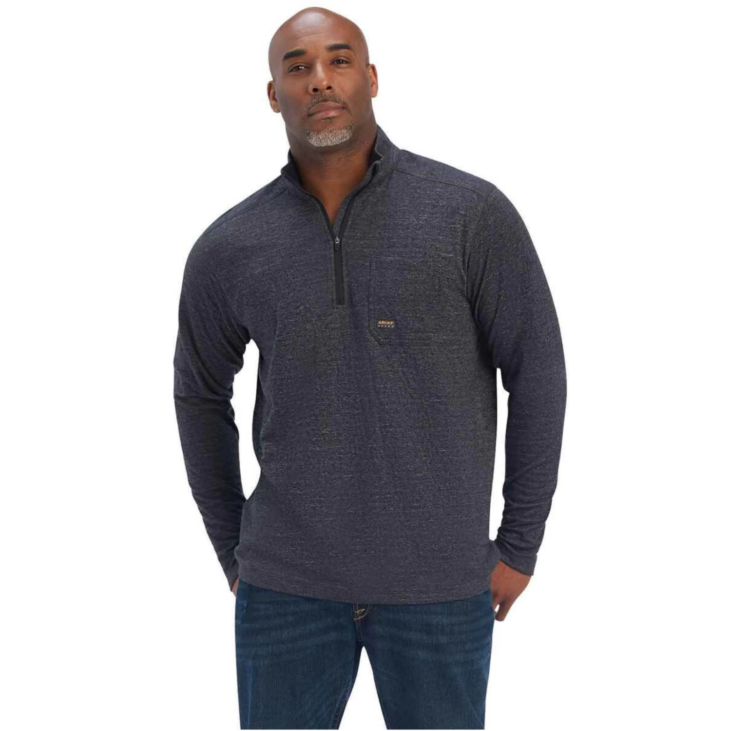 Ariat® Men's Rebar Foundation 1/4 Zip Charcoal Shirt 10041415 3 Ariat® Men's Rebar Foundation 1/4 Zip Charcoal Shirt 10041415