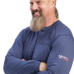 Ariat® Men's FR Air Service Navy Heather T-Shirt 10041476 -ARIAT Cowboy Gear 10041476b