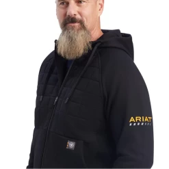 Ariat® Men's Rebar Regulator Full Zip Black Hoodie 10041492 -ARIAT Cowboy Gear 10041492b