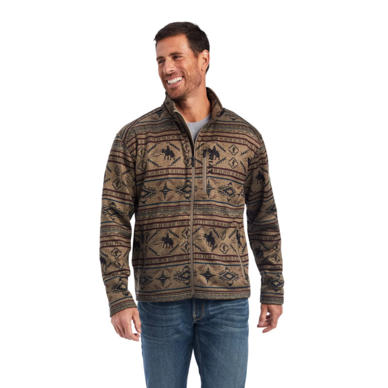 Ariat® Men's Caldwell Brindle-Wood Brown Full Zip Jacket 10041525 3 Ariat® Men's Caldwell Brindle-Wood Brown Full Zip Jacket 10041525