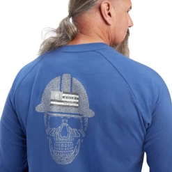 Ariat® Men's Rebar Roughneck Skull Graphic Blue T-Shirt 10041589 -ARIAT Cowboy Gear 10041589d
