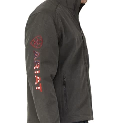 Ariat® Men's Logo 2.0 Americana & Charcoal Softshell Jacket 10041616 -ARIAT Cowboy Gear 10041616c