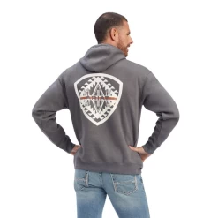 Ariat® Men's Southwest Shield Black Heather Pullover Hoodie 10041717