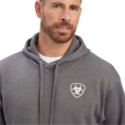 Ariat® Men's Southwest Shield Black Heather Pullover Hoodie 10041717 9 Ariat® Men's Southwest Shield Black Heather Pullover Hoodie 10041717 -ARIAT Cowboy Gear 10041717c