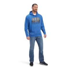 Ariat® Men's Land Of The Free Classic Blue Heather Pullover Hoodie 10041718 -ARIAT Cowboy Gear 10041718e