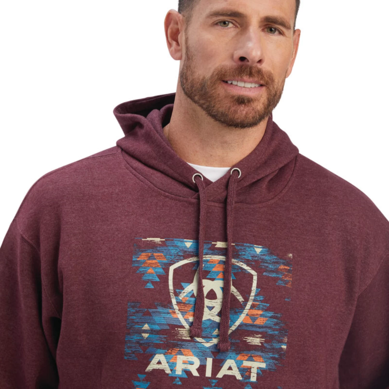 Ariat® Men's Southwest Block Malbec Heather Hoodie 10041722 5 Ariat® Men's Southwest Block Malbec Heather Hoodie 10041722 - Image 3