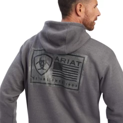 Ariat® Men's EST Block Charcoal Grey Pullover Hoodie 10041723 -ARIAT Cowboy Gear 10041723a