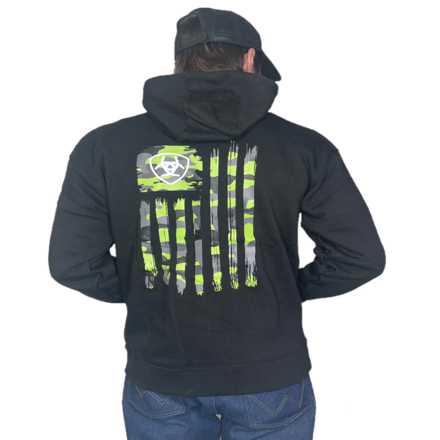 Ariat® Men's Camo Flag Black & Green Hoodie10041729W 3 Ariat® Men's Camo Flag Black & Green Hoodie10041729W