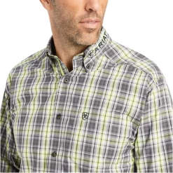 Ariat® Men's Pro Team Mabry Macaw Green Button Down Shirt 10041785 -ARIAT Cowboy Gear 10041785b