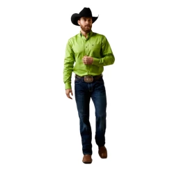 Ariat® Men's Team Logo Fitted Macaw Green Button Down Shirt 10042169 -ARIAT Cowboy Gear 10042169c