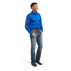Ariat® Men's Team Logo Twill Turkish Sea Button Down Shirt 10042179 -ARIAT Cowboy Gear 10042179c