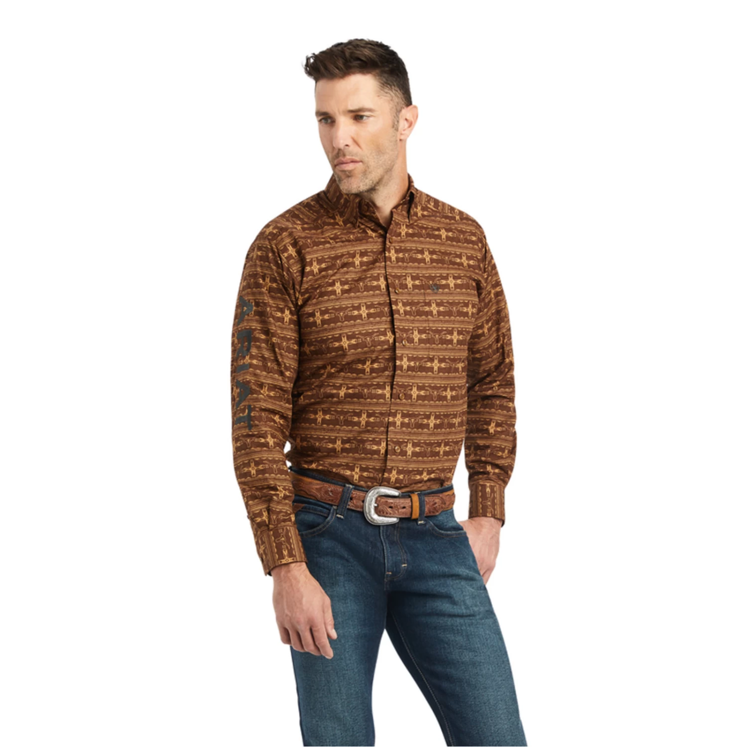 Ariat® Men's Team Toffee Brown Colter Fitted Button Down Shirt 10042353 3 Ariat® Men's Team Toffee Brown Colter Fitted Button Down Shirt 10042353
