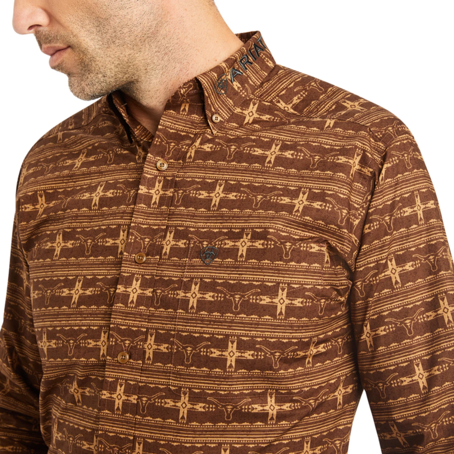 Ariat® Men's Team Toffee Brown Colter Fitted Button Down Shirt 10042353 5 Ariat® Men's Team Toffee Brown Colter Fitted Button Down Shirt 10042353 - Image 3
