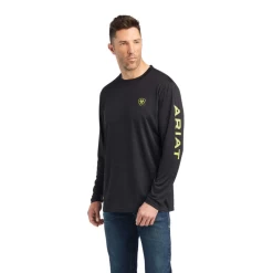 Ariat® Men's Long Sleeves Charger Logo Black Heather Shirt 10042607