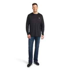 Ariat® Men's Long Sleeves Charger Logo Black Heather Shirt 10042607 -ARIAT Cowboy Gear 10042607c