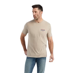 Ariat® Men's Flag Flow Oatmeal Heather Graphic T-shirt 10042756 -ARIAT Cowboy Gear 10042756b