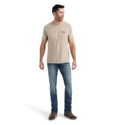 Ariat® Men's Flag Flow Oatmeal Heather Graphic T-shirt 10042756 -ARIAT Cowboy Gear 10042756c