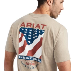 Ariat® Men's Flag Flow Oatmeal Heather Graphic T-shirt 10042756 -ARIAT Cowboy Gear 10042756d