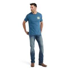 Ariat® Men's Linear Octane Steel Blue Heather Graphic T-shirt 10042760 -ARIAT Cowboy Gear 10042760c