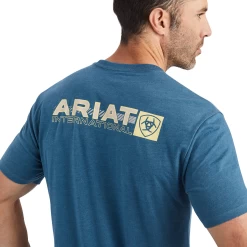 Ariat® Men's Linear Octane Steel Blue Heather Graphic T-shirt 10042760 -ARIAT Cowboy Gear 10042760d