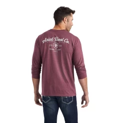 Ariat® Men's Long Sleeves Type Crest Burgundy Heather T-shirt 10042783 -ARIAT Cowboy Gear 10042783b
