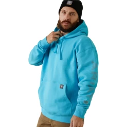 Ariat® Men's Rebar Roughneck Heather Blue Pullover Hoodie 10043362