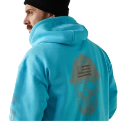 Ariat® Men's Rebar Roughneck Heather Blue Pullover Hoodie 10043362 -ARIAT Cowboy Gear 10043362e