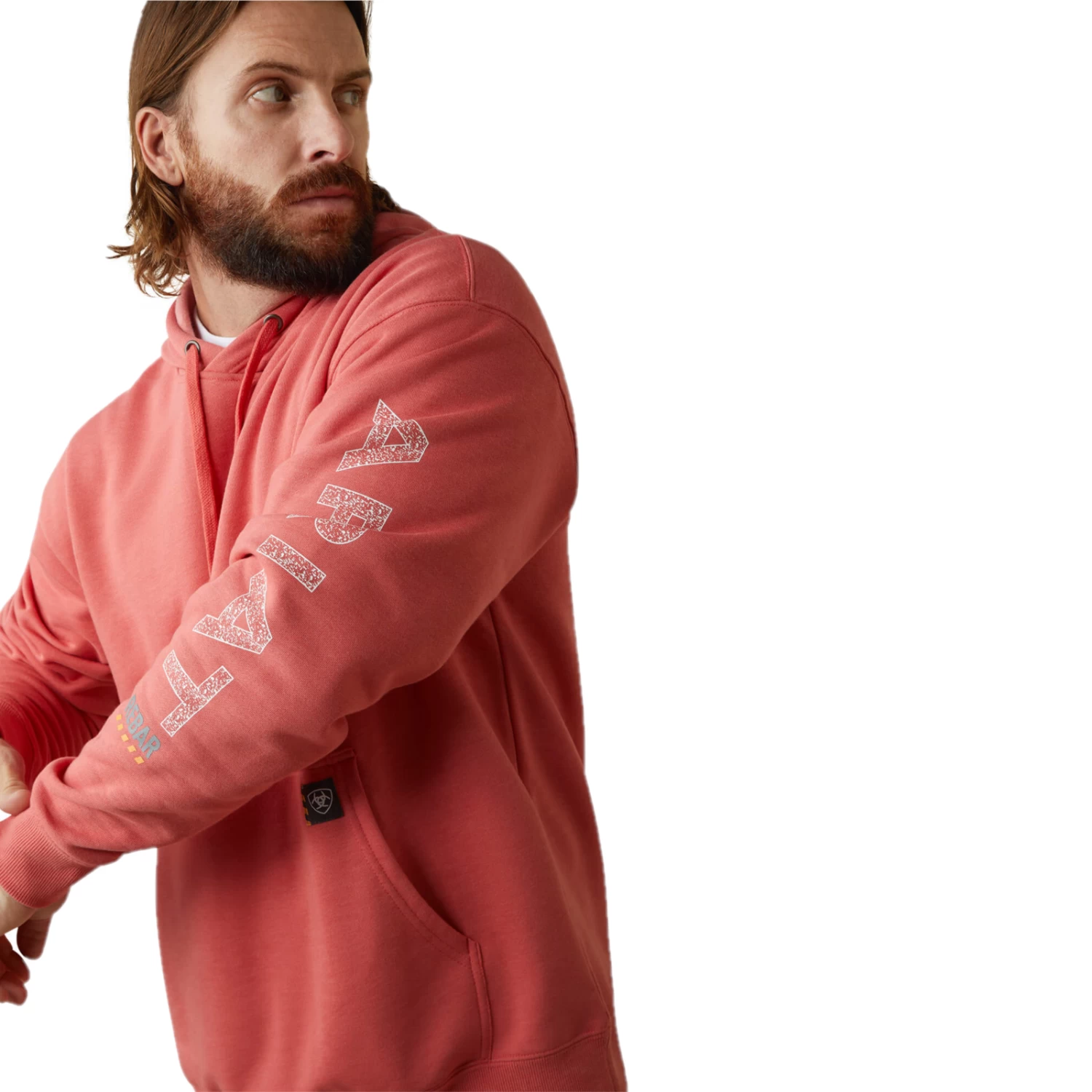 Ariat® Men's Rebar Roughneck Heather Coral Pullover Hoodie 10043363 4 Ariat® Men's Rebar Roughneck Heather Coral Pullover Hoodie 10043363 - Image 2