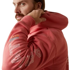 Ariat® Men's Rebar Roughneck Heather Coral Pullover Hoodie 10043363 11 Ariat® Men's Rebar Roughneck Heather Coral Pullover Hoodie 10043363 -ARIAT Cowboy Gear 10043363f