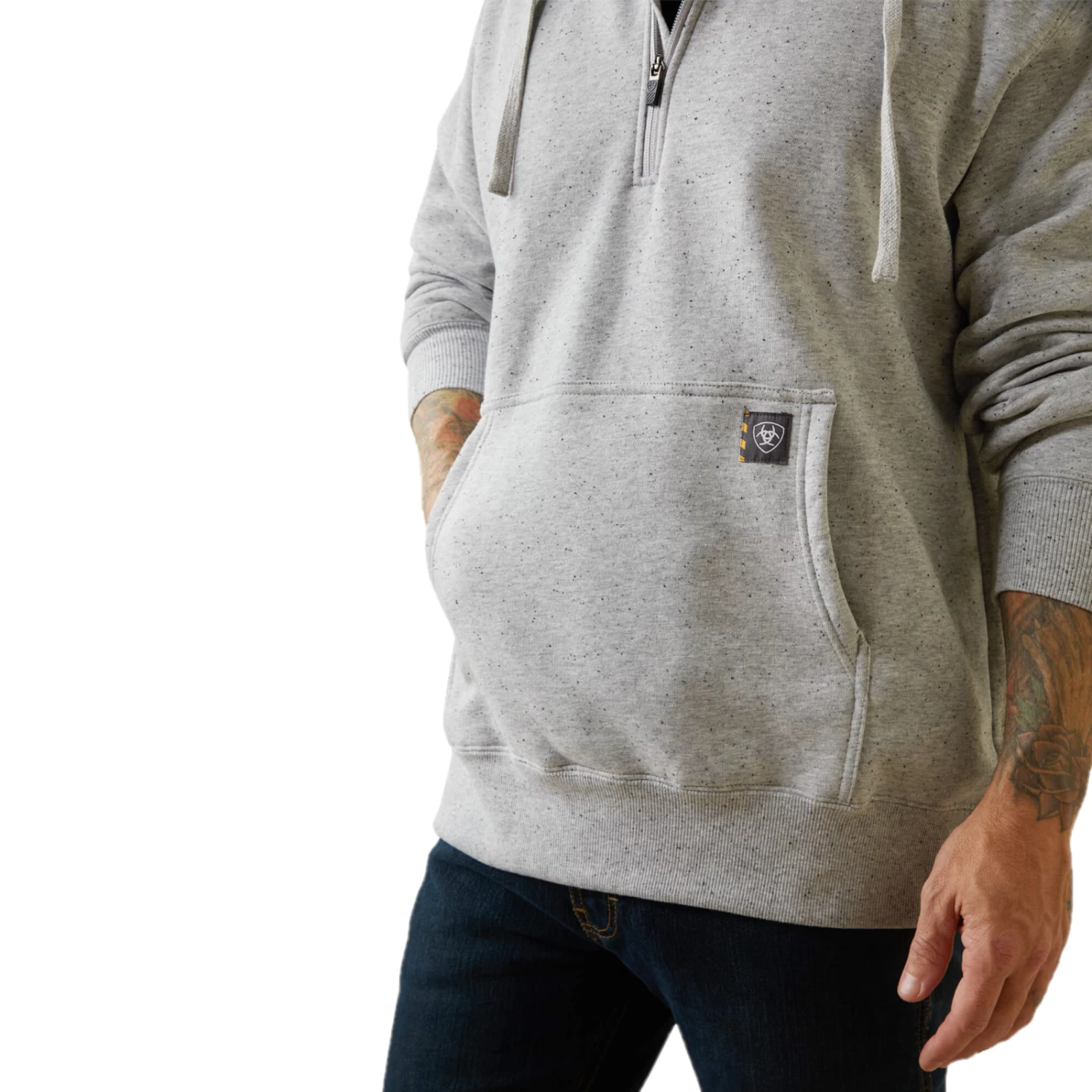 Ariat® Men's Rebar Workman 1/4 Zip Heather Grey Hoodie 10043367 4 Ariat® Men's Rebar Workman 1/4 Zip Heather Grey Hoodie 10043367 - Image 2